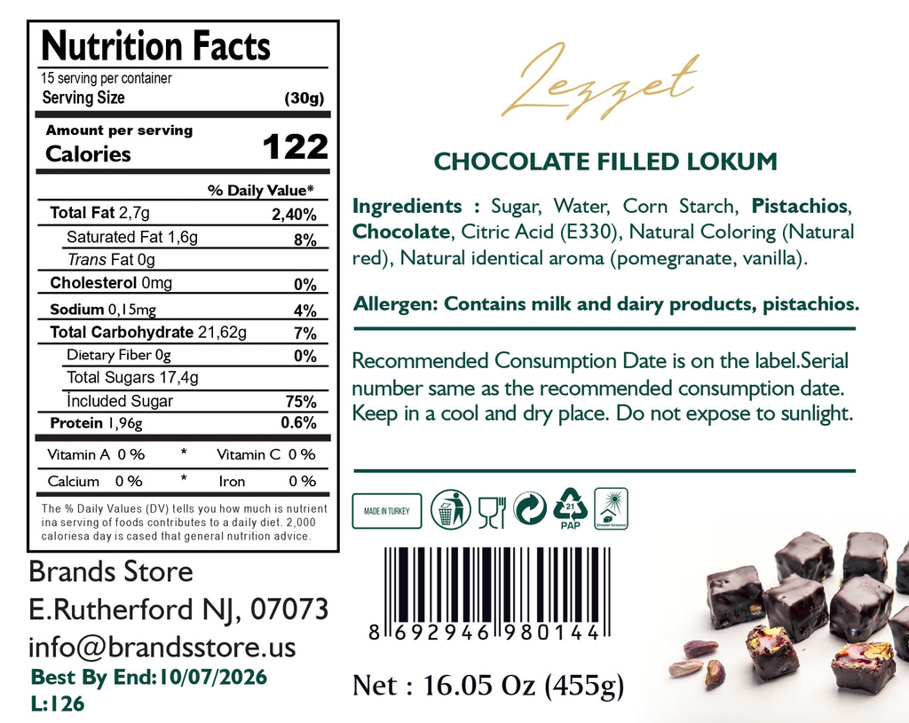 HAND MADE CHOCOLATE COVER LOKUM 15 PACK