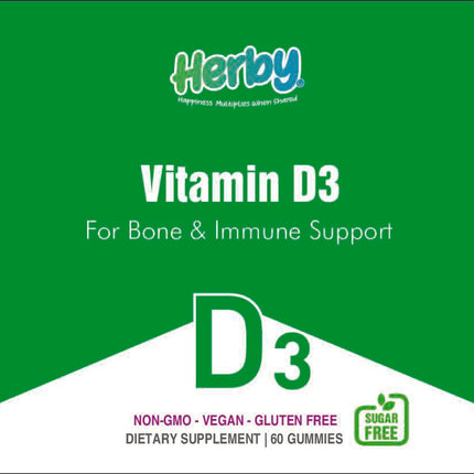 Vitamin D3 Dietary Supplement for Bone & Immune Support, 60 Gummies