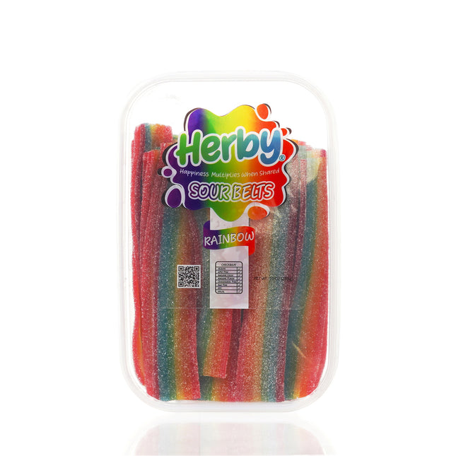 HERBY SOUR RAINBOW BELTS 10 OZ