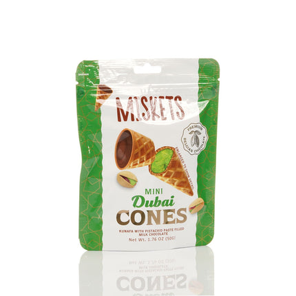 MISKETS WAFFLE CONES FILLED WITH PISTACHIO CREAM AND MILK CHOCOLATE (50 gr.  Dubai Chocolate Cones)