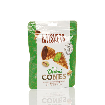 MISKETS WAFFLE CONES FILLED WITH PISTACHIO CREAM AND MILK CHOCOLATE (50 gr.  Dubai Chocolate Cones)