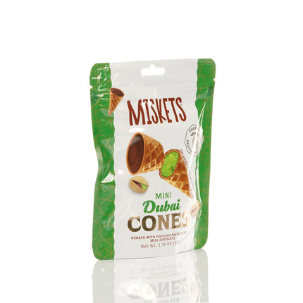 MISKETS WAFFLE CONES FILLED WITH PISTACHIO CREAM AND MILK CHOCOLATE (50 gr.  Dubai Chocolate Cones)