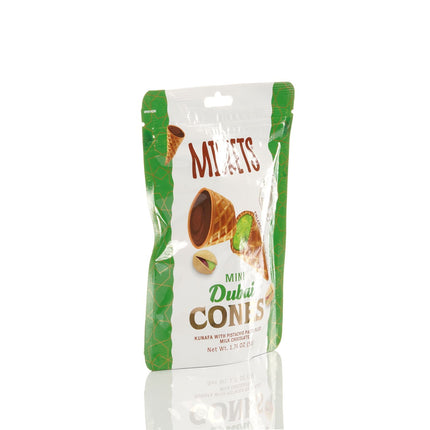 MISKETS WAFFLE CONES FILLED WITH PISTACHIO CREAM AND MILK CHOCOLATE (50 gr.  Dubai Chocolate Cones)