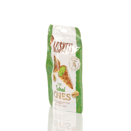 MISKETS WAFFLE CONES FILLED WITH PISTACHIO CREAM AND MILK CHOCOLATE (50 gr.  Dubai Chocolate Cones)