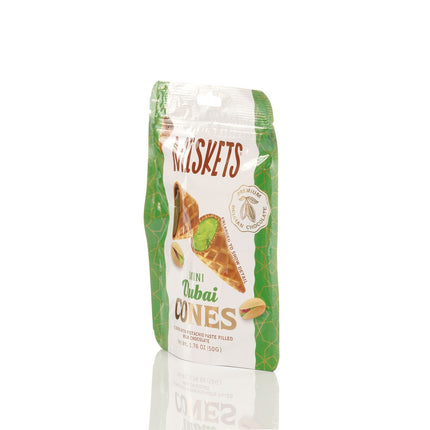 MISKETS WAFFLE CONES FILLED WITH PISTACHIO CREAM AND MILK CHOCOLATE (50 gr.  Dubai Chocolate Cones)