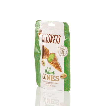 MISKETS WAFFLE CONES FILLED WITH PISTACHIO CREAM AND MILK CHOCOLATE (50 gr.  Dubai Chocolate Cones)