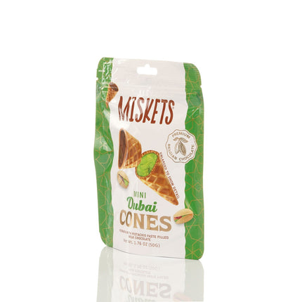 MISKETS WAFFLE CONES FILLED WITH PISTACHIO CREAM AND MILK CHOCOLATE (50 gr.  Dubai Chocolate Cones)