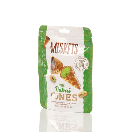 MISKETS WAFFLE CONES FILLED WITH PISTACHIO CREAM AND MILK CHOCOLATE (50 gr.  Dubai Chocolate Cones)