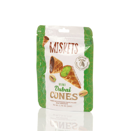 MISKETS WAFFLE CONES FILLED WITH PISTACHIO CREAM AND MILK CHOCOLATE (50 gr.  Dubai Chocolate Cones)