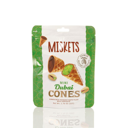 MISKETS WAFFLE CONES FILLED WITH PISTACHIO CREAM AND MILK CHOCOLATE (50 gr.  Dubai Chocolate Cones)