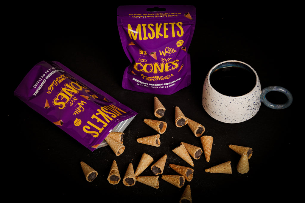 MISKETS WAFFLE CONES FILLED WITH DARK CHOCOLATE