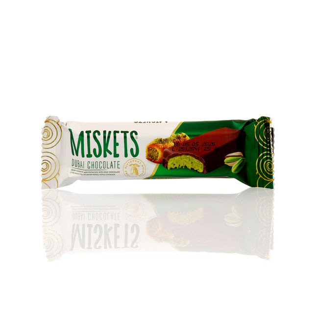 MISKETS MILK CHOCOLATE WITH CRISPY KADAYIF AND PISTACHIO FILLING (25gr.  Dubai Chocolate)
