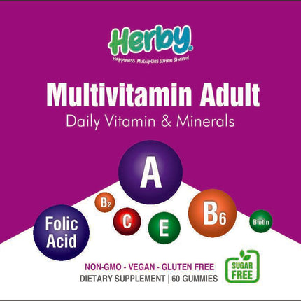 Multivitamin Adult, Dietary Supplement Daily Vitamin & Minerals (60 Gummies)
