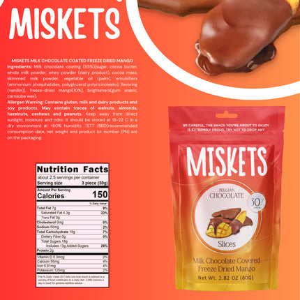 MISKETS MILK CHOCOLATE COATED FREEZE DRIED MANGO