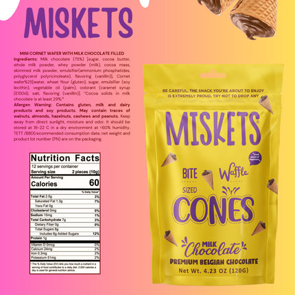 MINI CORNET WAFER WITH MILK CHOCOLATE FILLED