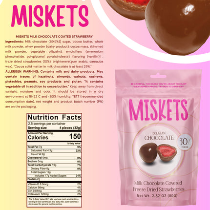 MISKETS MILK CHOCOLATE COATED STRAWBERRY