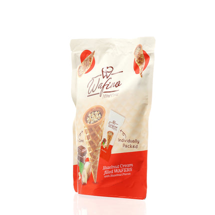 WAFINO WAFFLE CONES FILLED WITH MILK CHOCOLATE AND HAZELNUT CREAM(100gr)