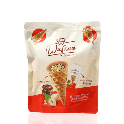 WAFINO WAFFLE CONES FILLED WITH MILK CHOCOLATE AND HAZELNUT CREAM(100gr)