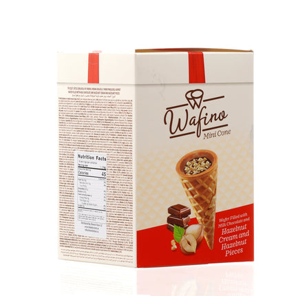 WAFINO WAFFLE CONES FILLED WITH MILK CHOCOLATE AND HAZELNUT CREAM(180gr)