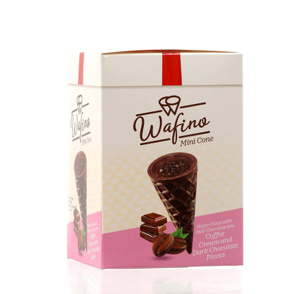 WAFINO WAFFLE CONES FILLED WITH MILK CHOCOLATE AND COFFEE CREAM
