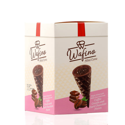 WAFINO WAFFLE CONES FILLED WITH MILK CHOCOLATE AND COFFEE CREAM