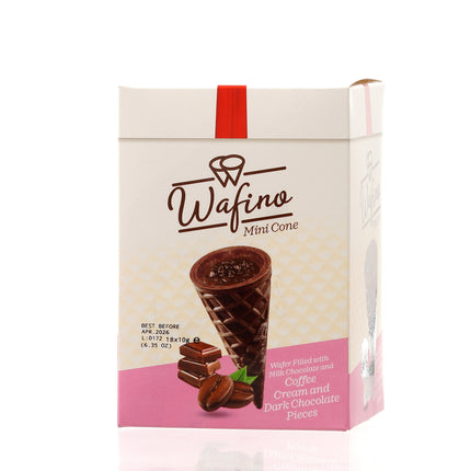 WAFINO WAFFLE CONES FILLED WITH MILK CHOCOLATE AND COFFEE CREAM