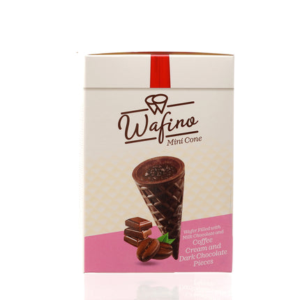 WAFINO WAFFLE CONES FILLED WITH MILK CHOCOLATE AND COFFEE CREAM
