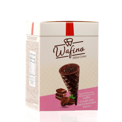 WAFINO WAFFLE CONES FILLED WITH MILK CHOCOLATE AND COFFEE CREAM