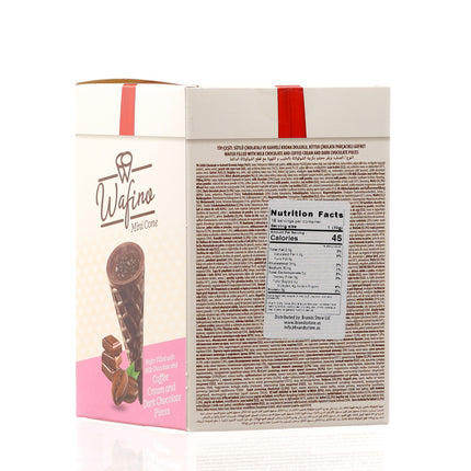 WAFINO WAFFLE CONES FILLED WITH MILK CHOCOLATE AND COFFEE CREAM