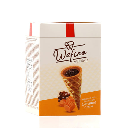 WAFINO WAFFLE CONES FILLED WITH MILK CHOCOLATE AND  CARAMEL CREAM(180gr)