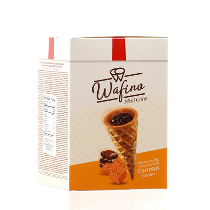 WAFINO WAFFLE CONES FILLED WITH MILK CHOCOLATE AND  CARAMEL CREAM(180gr)