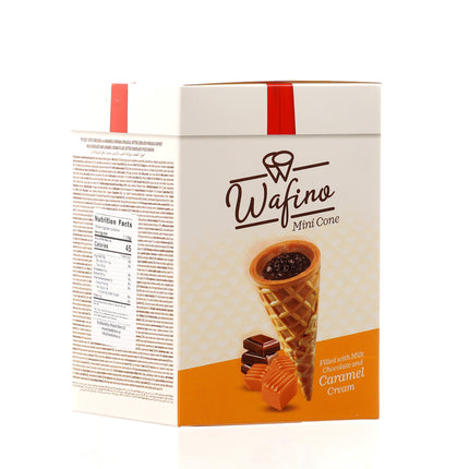 WAFINO WAFFLE CONES FILLED WITH MILK CHOCOLATE AND  CARAMEL CREAM(180gr)