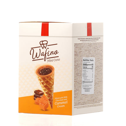 WAFINO WAFFLE CONES FILLED WITH MILK CHOCOLATE AND  CARAMEL CREAM(180gr)