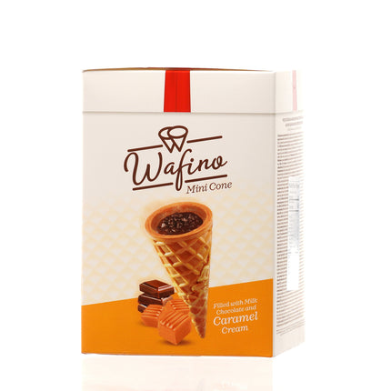 WAFINO WAFFLE CONES FILLED WITH MILK CHOCOLATE AND  CARAMEL CREAM(180gr)