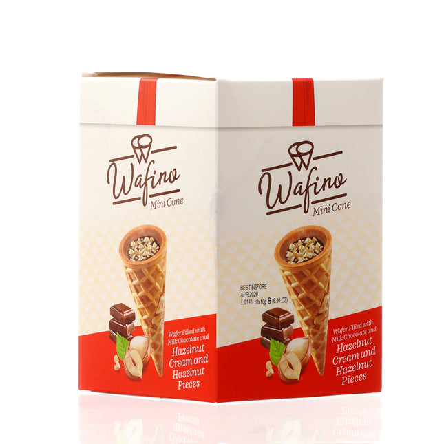 WAFINO WAFFLE CONES FILLED WITH MILK CHOCOLATE AND HAZELNUT CREAM(180gr)