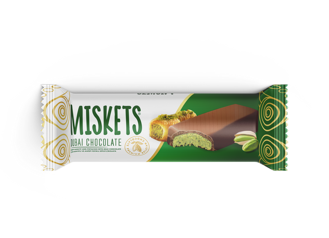 MILK CHOCOLATE WITH CRISPY KADAYIF AND PISTACHIO FILLING (25gr.  Dubai Chocolate)