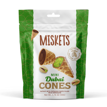 PISTACHIO CREAM AND MILK CHOCOLATE-FILLED CONE (50 gr.  Dubai Chocolate Cones)
