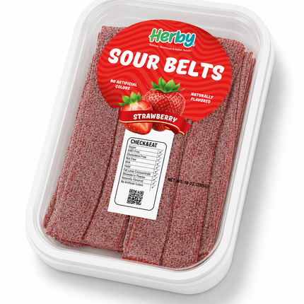 HERBY SOUR STRAWBEERY BELTS 10 OZ